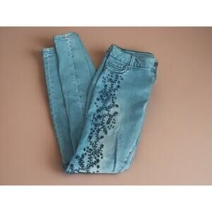 Workshop, Banana Republic Skinny Blue Jeans Womens 10 Embroidered